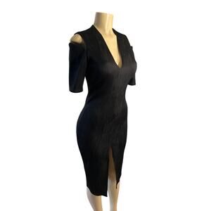 Women 6 Ginger & Smart Black Textured Dress Shoulder Cut-Out Sheath Zipper